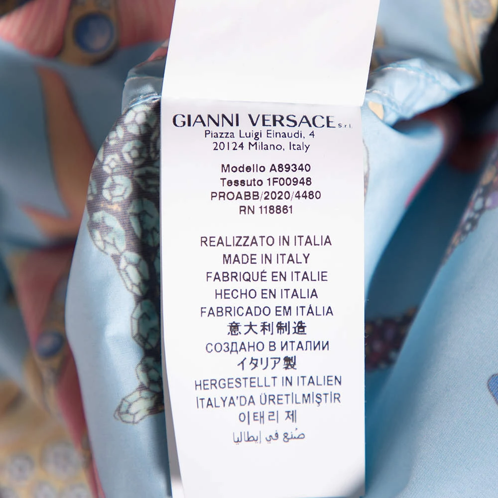 Versace Blue Starfish Printed Synthetic Zip Front Hooded Jacket L For Women - Image 9