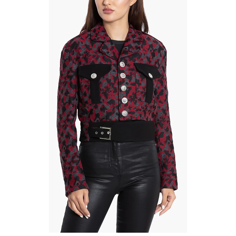 Versace Red Versus Gianni Printed Jacket S (IT 40) For Women - Image 4