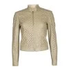 Versace Beige Eyelet Studded Leather Jacket S For Women