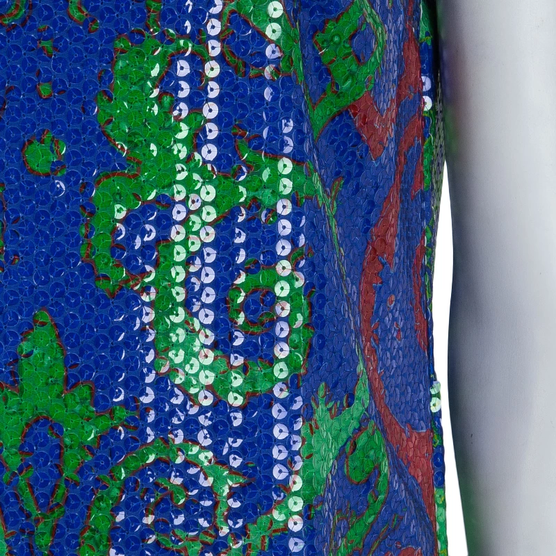 Versace Multicolor Sequin Embellished Short Sleeve Top M For Women - Image 7