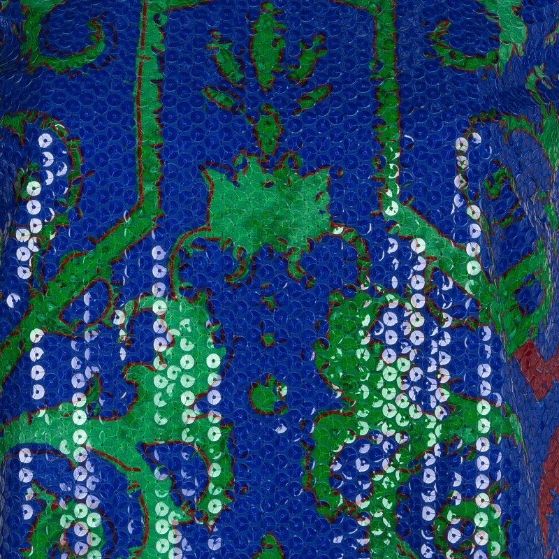 Versace Multicolor Sequin Embellished Short Sleeve Top M For Women - Image 8