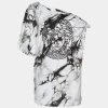 Versace Monochrome Tie-Dye Print Jersey Asymmetric T-Shirt L For Women