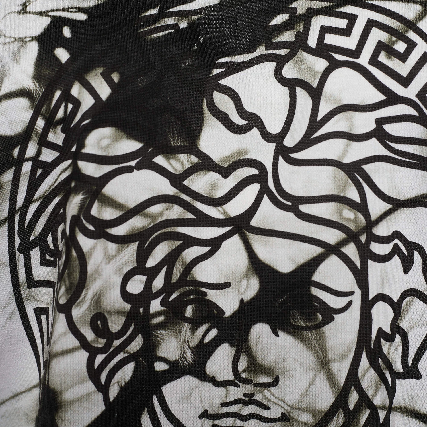 Versace Monochrome Tie-Dye Print Jersey Asymmetric T-Shirt L For Women - Image 3