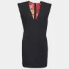 Versace Black Crepe Power Shoulder Mini Dress L For Women