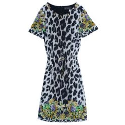 Versace Leopard Print Shift Dress M For Women