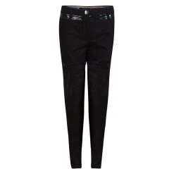 Versace Black Denim Contrast Panel Detail Straight Fit Jeans L For Women