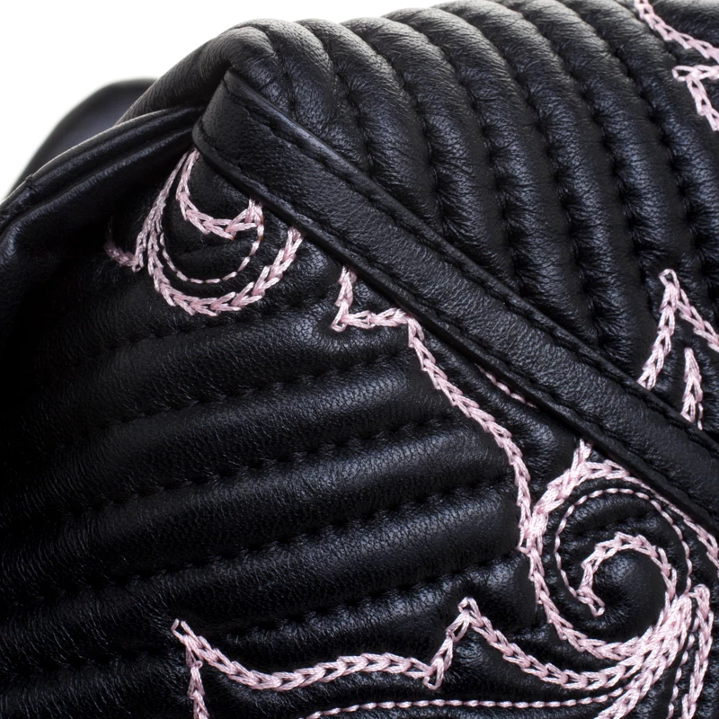 Versace Black/Pink Quilted Barocco Leather Top Handle Bag For Women - Image 10