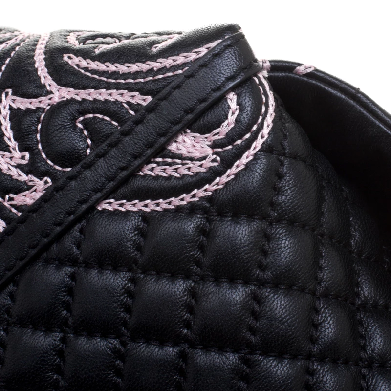 Versace Black/Pink Quilted Barocco Leather Top Handle Bag For Women - Image 12