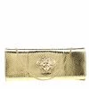 Versace Gold Snake Embossed Leather Chain Clutch For Women
