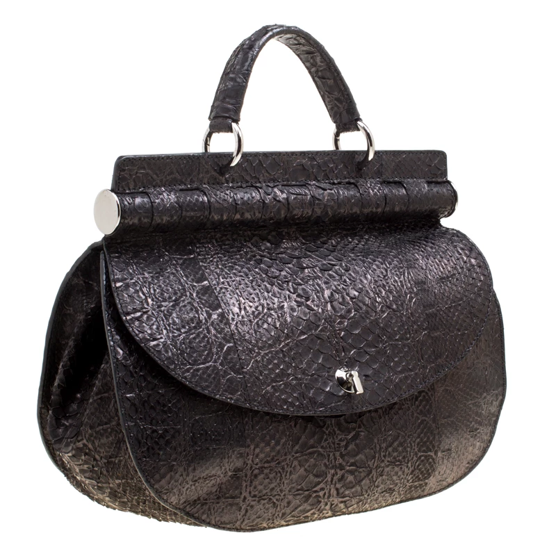 Versace Metallic Black Python Hobo For Women - Image 3