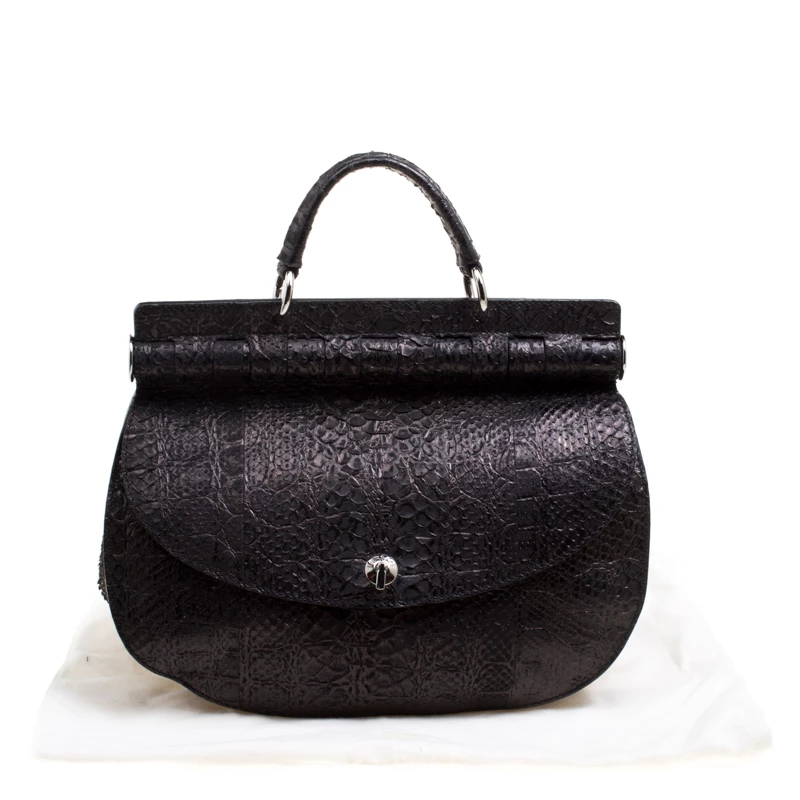 Versace Metallic Black Python Hobo For Women - Image 9