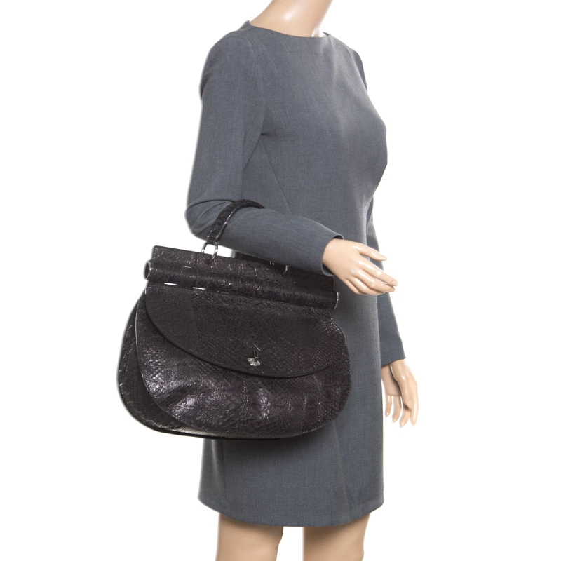 Versace Metallic Black Python Hobo For Women - Image 2