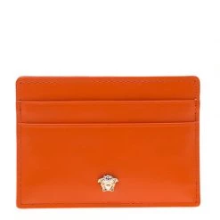 Versace Orange Leather Card Case For Women