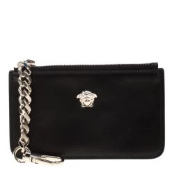 Versace Black Leather Coin Purse For Women