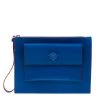 Versace Blue Leather Wristlet Clutch For Women