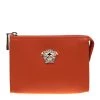 Versace Orange Leather Medusa Pochette For Women