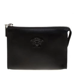 Versace Black Leather Medusa Pochette For Women