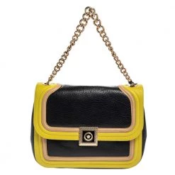 Versace Tricolor Leather Medusa Chain Flap Shoulder Bag For Women