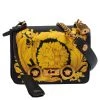 Versace Black/Yellow Baroque Print Leather Icon Shoulder Bag For Women