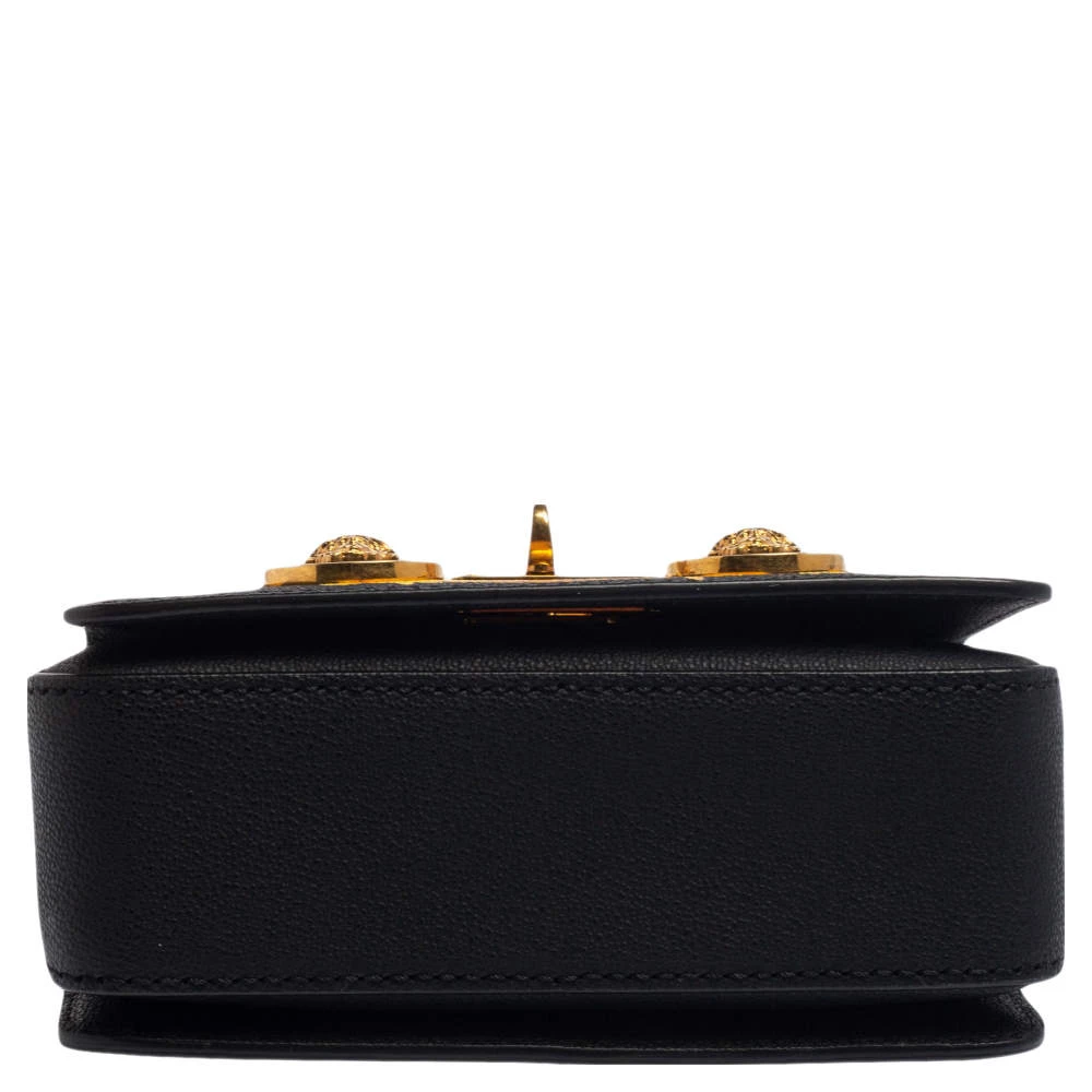 Versace Black/Yellow Baroque Print Leather Icon Shoulder Bag For Women - Image 6