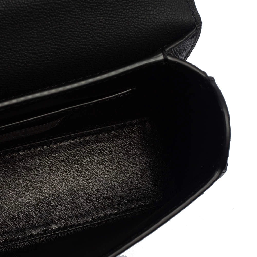 Versace Black/Yellow Baroque Print Leather Icon Shoulder Bag For Women - Image 8