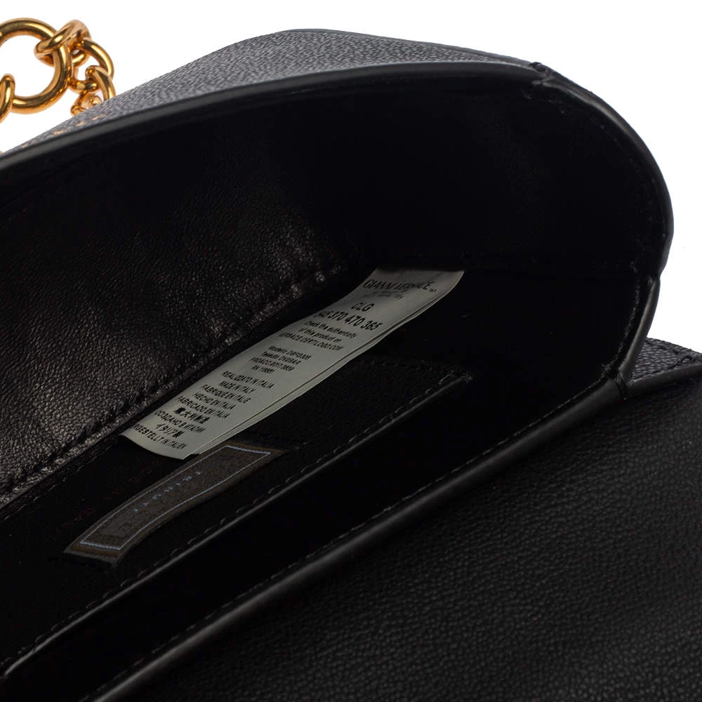 Versace Black/Yellow Baroque Print Leather Icon Shoulder Bag For Women - Image 9