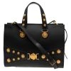 Versace Black Leather Tribute Medussa Studded Tote For Women