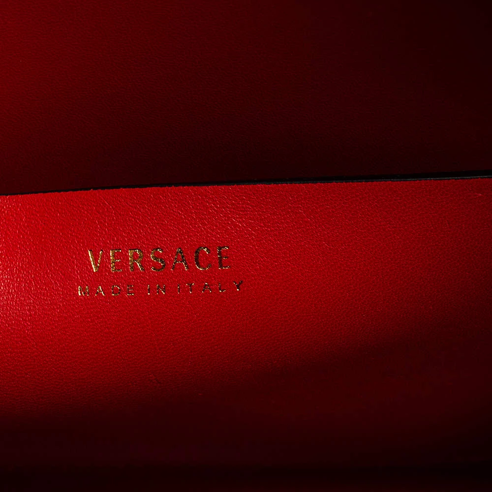 Versace Red Leather Tribute Medusa Studded Zip Tote For Women - Image 9