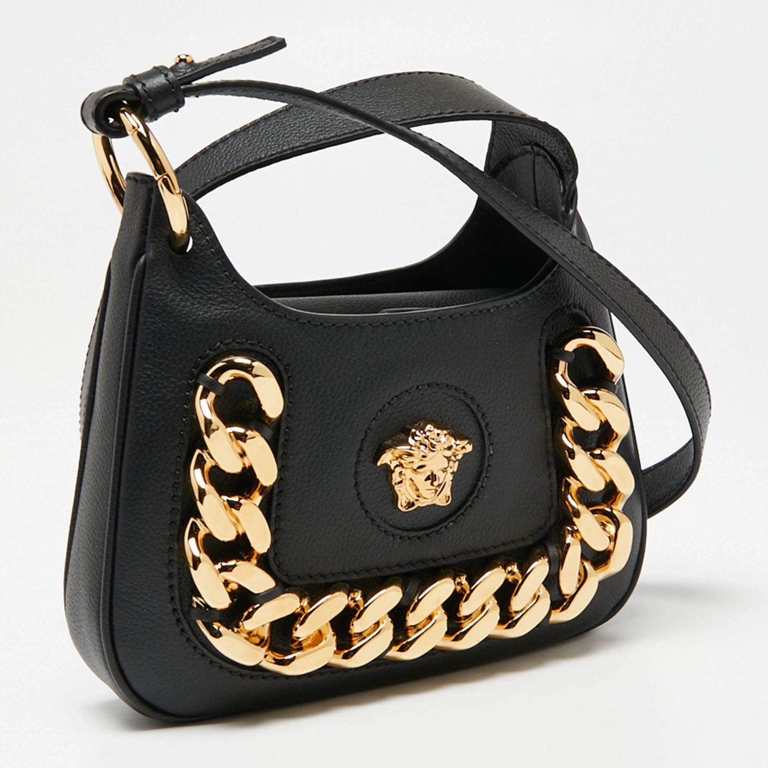 Versace Black Leather La Medusa Crossbody Bag For Women - Image 3