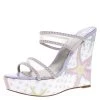 Versace Lilac Mesh And Suede Studded Trim Wedge Platform Sandals Size 40 For Women