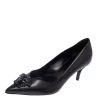 Versace Black Leather Medusa Pointed Toe Pumps Size 37 For Women