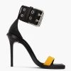 Versace Black Mesh/Leather Versus Sandals Size EU 38 For Women