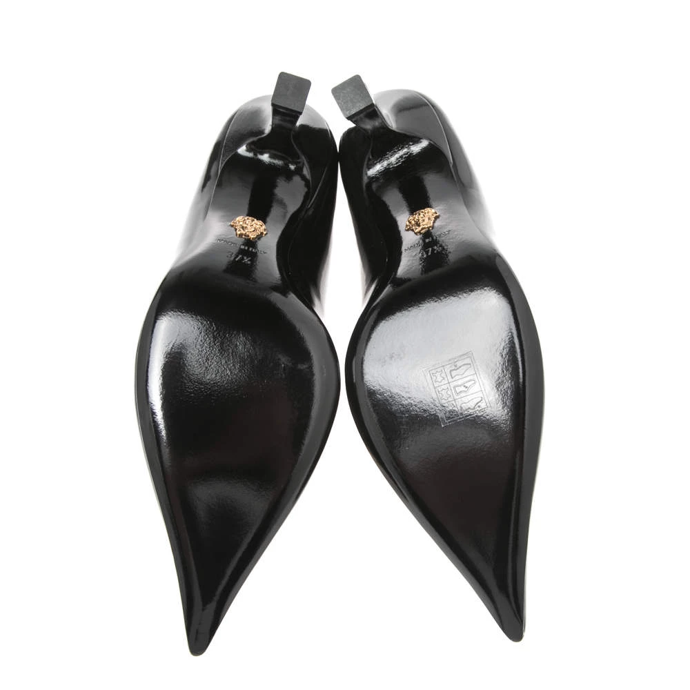 Versace Black Patent Leather Medusa Decollete Pointed Toe Pumps Size 37.5 For Women - Image 6