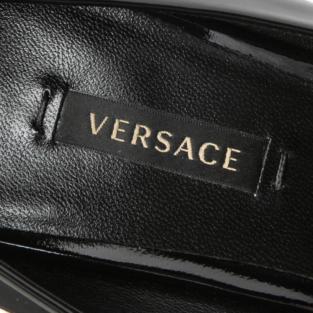 Versace Black Patent Leather Medusa Decollete Pointed Toe Pumps Size 37.5 For Women - Image 7