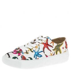 Versace Multicolor Canvas Starfish Print Low Top Sneakers Size 40 For Women