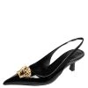 Versace Black Patent Leather Palazzo Medusa Slingback Pumps Size 39 For Women