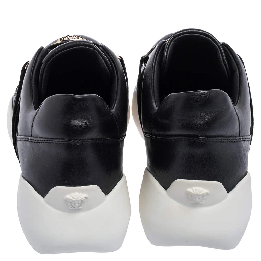 Versace Black Leather Medusa Strap Sneakers Size 39 For Women - Image 5