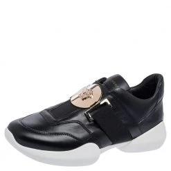 Versace Black Leather Medusa Strap Sneakers Size 39 For Women