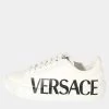 Versace White Leather Greca Logo Low Top Sneaker EU 38 For Women