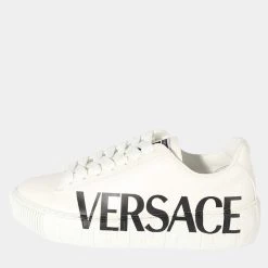 Versace White Leather Greca Logo Low Top Sneaker EU 38 For Women