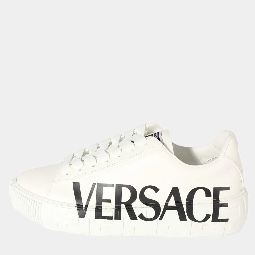 Versace White Leather Greca Logo Low Top Sneaker EU 38 For Women