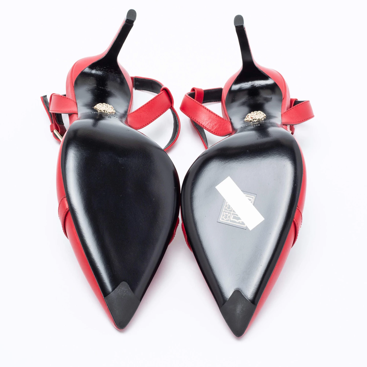 Versace Red Leather Medusa Slingback Pumps Size 39 For Women - Image 6