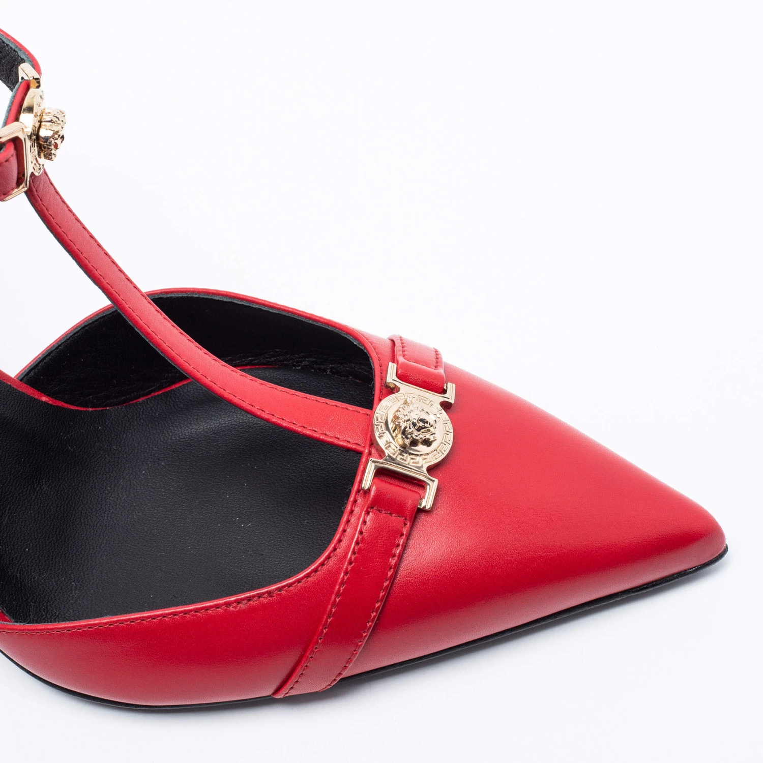 Versace Red Leather Medusa Slingback Pumps Size 39 For Women - Image 7