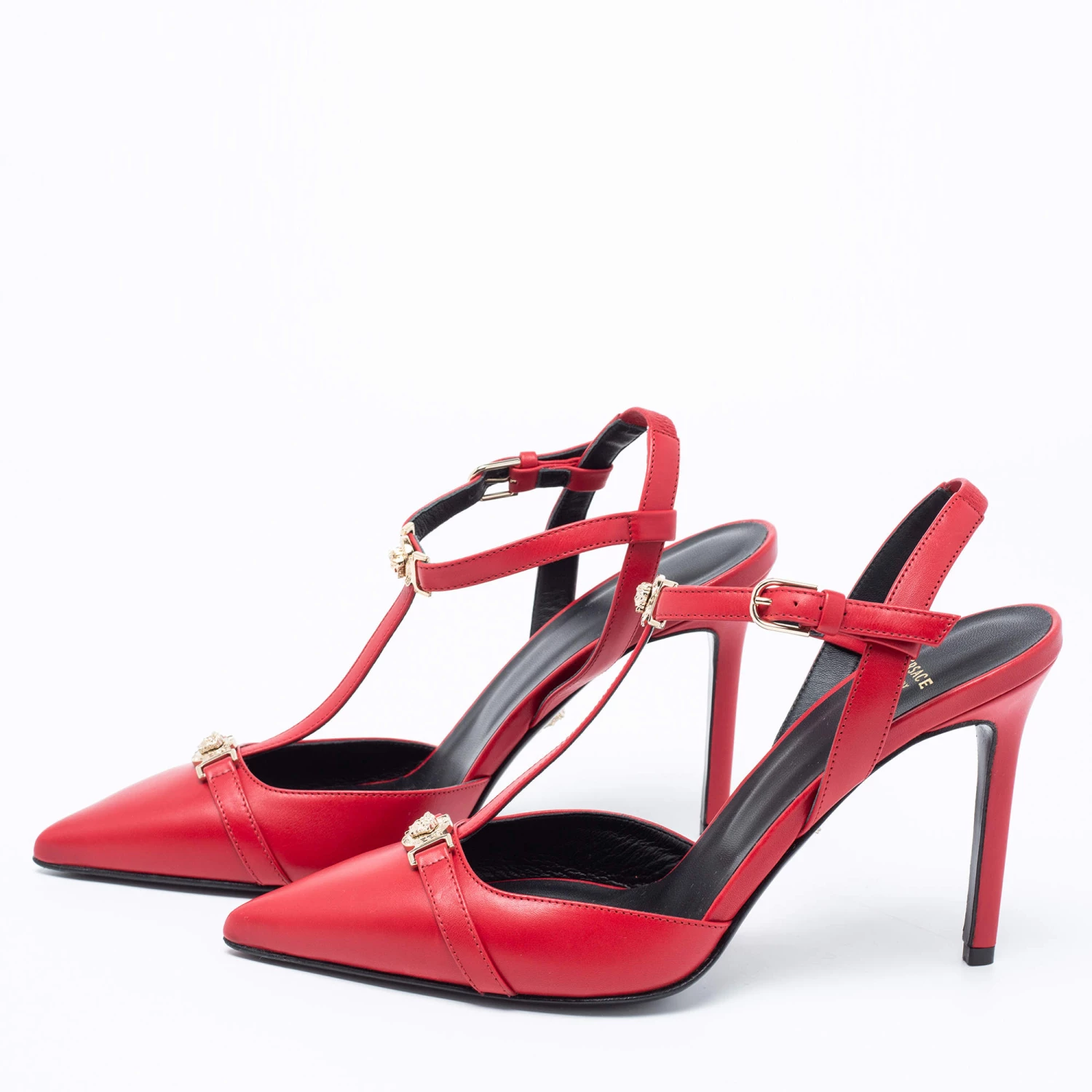 Versace Red Leather Medusa Slingback Pumps Size 39 For Women - Image 2