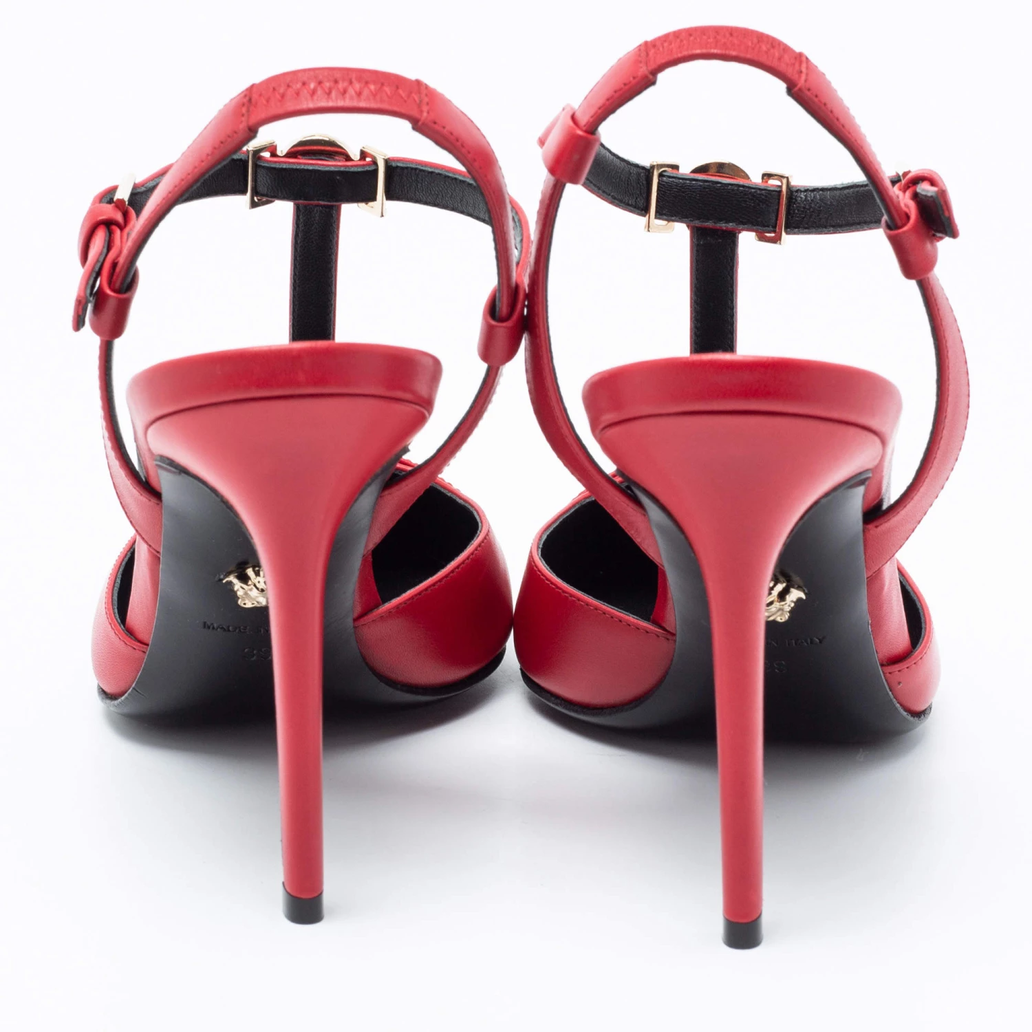 Versace Red Leather Medusa Slingback Pumps Size 39 For Women - Image 5