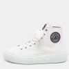 Versace White Canvas Greca Medusa Logo Patch High Top Sneakers Size 39 For Women