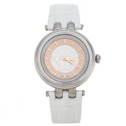 Versace Salmon Stainless Steel Leather Khai VQE010015 Women's Wristwatch 36 Mm For Women