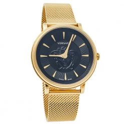 Versace Black Medusa Gold Tone Stainless Steel V-Circle VE8102119 Women's Wristwatch 38 Mm For Women