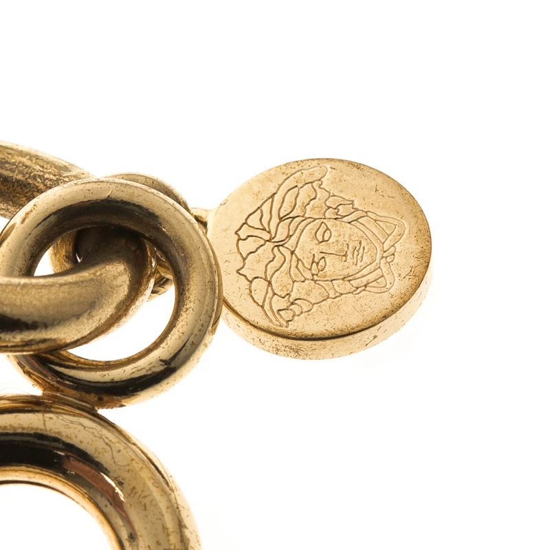 Versace Medusa Transparent Crystal Gold Tone Link Bracelet For Women - Image 4