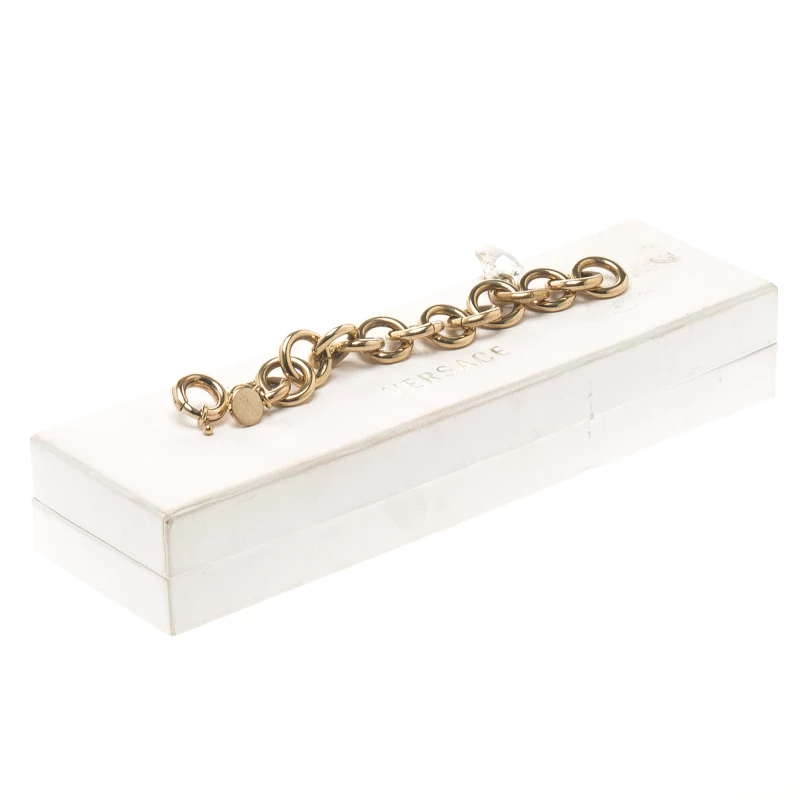 Versace Medusa Transparent Crystal Gold Tone Link Bracelet For Women - Image 5